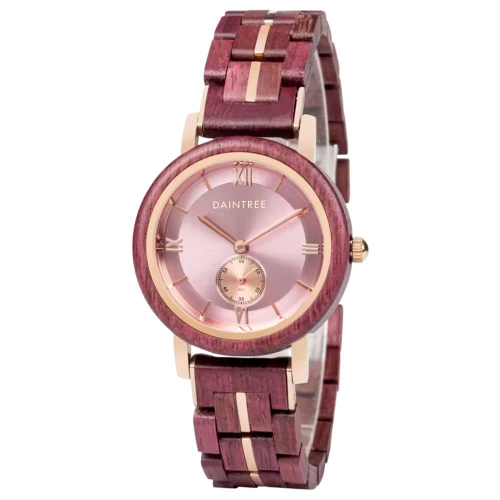 Daintree Arosa - Montre Femme bois d'amarante et bronze - Rose