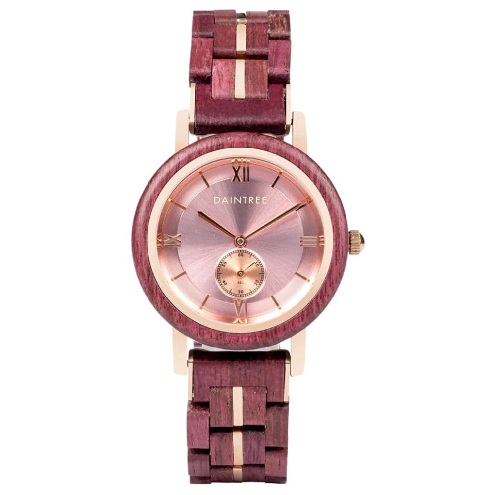 Daintree Arosa - Montre Femme bois d'amarante et bronze - Rose