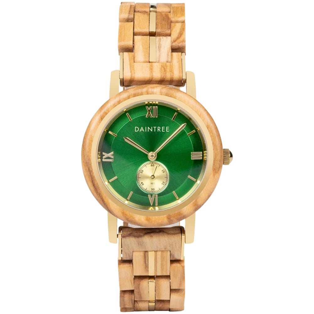 Daintree Elora - Montre Femme bois d'olivier et bronze - Vert