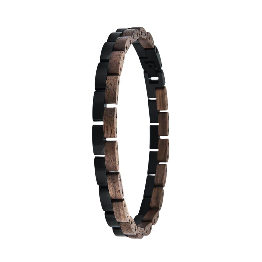 Daintree Fuji - Bracelet en bois de Noyer et acier noir - Unisexe