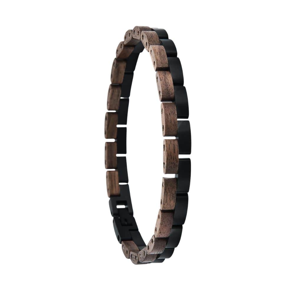 Daintree Fuji - Bracelet en bois de Noyer et acier noir - Unisexe