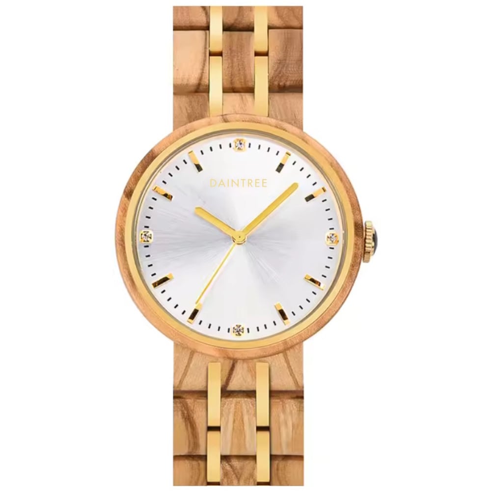 Daintree Sonora - Montre Femme bois d'Olivier Mouvement à Quartz Blanc