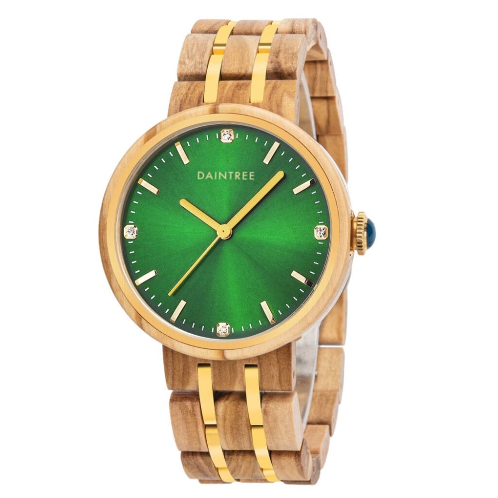 Daintree Garda - Montre Femme bois d'Olivier Mouvement à Quartz - Vert