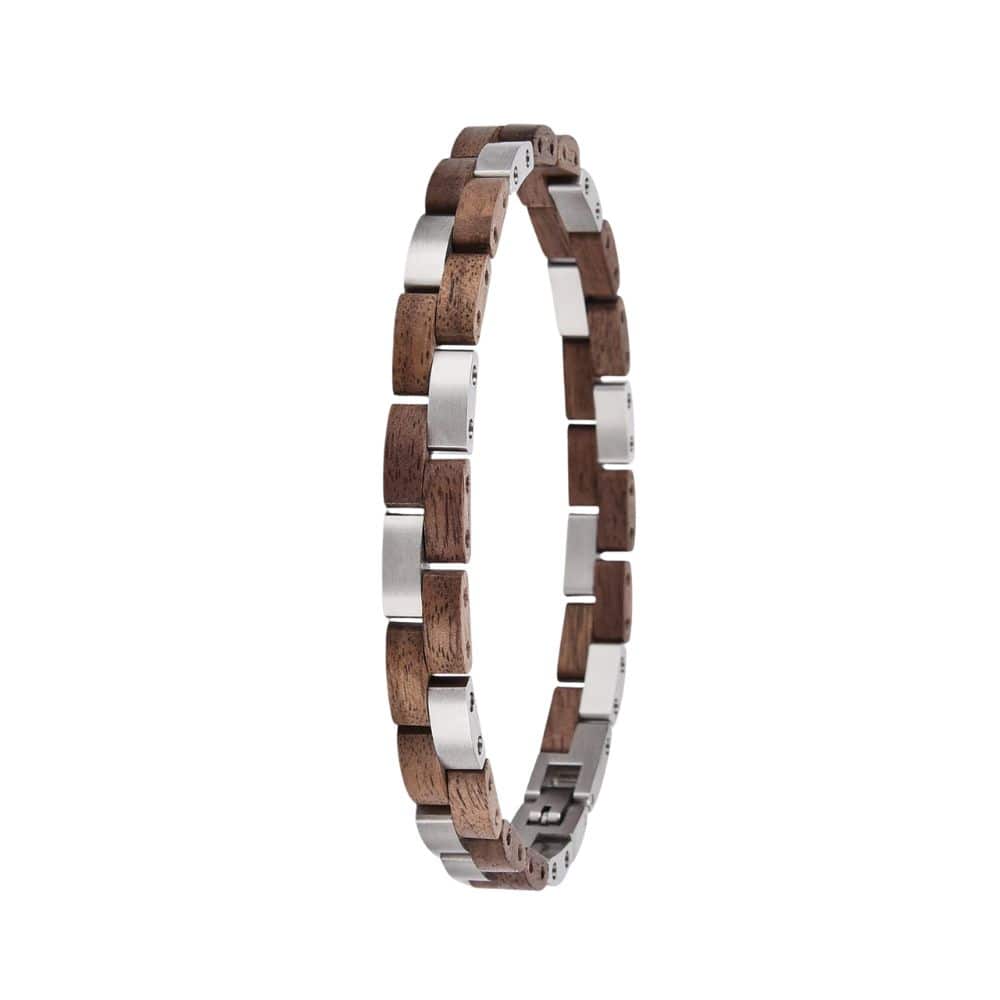 Daintree Highlands - Bracelet en bois de Noyer et acier gris - Unisexe