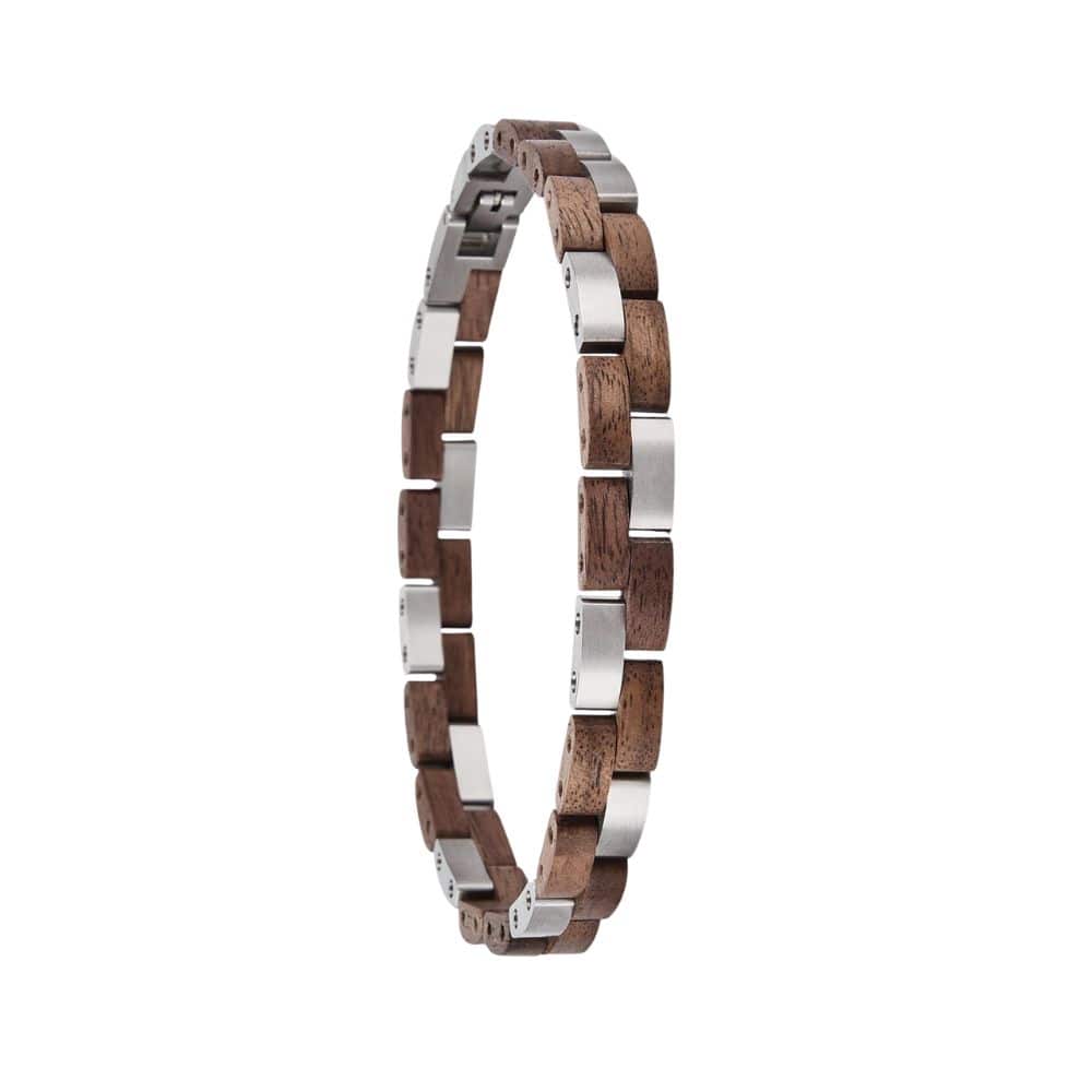 Daintree Highlands - Bracelet en bois de Noyer et acier gris - Unisexe
