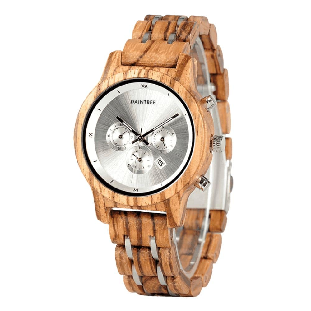 Daintree Jura - Montre Femme en bois zebré - Chronographe - Gris