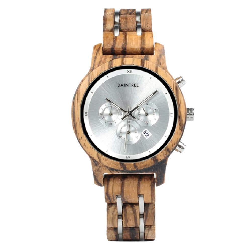 Daintree Jura - Montre Femme en bois zebré - Chronographe - Gris