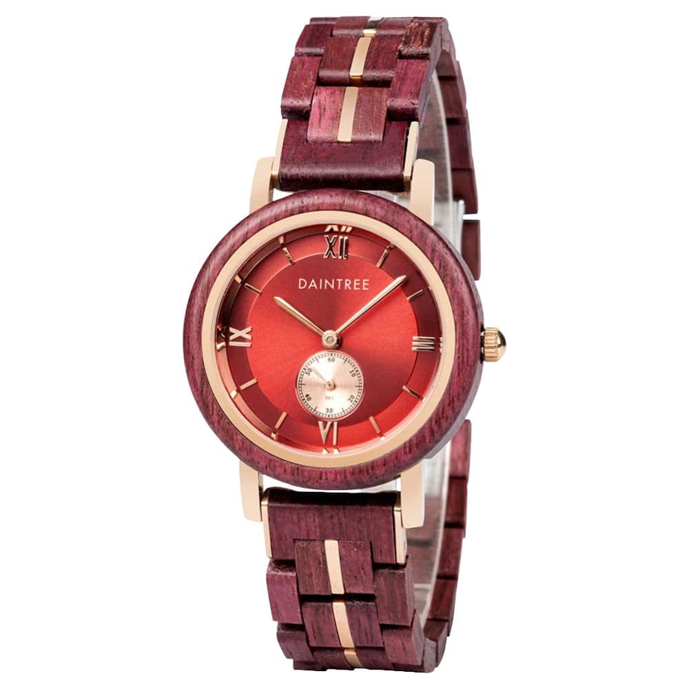Daintree Luanda - Montre Femme bois d'amarante et bronze - Rouge