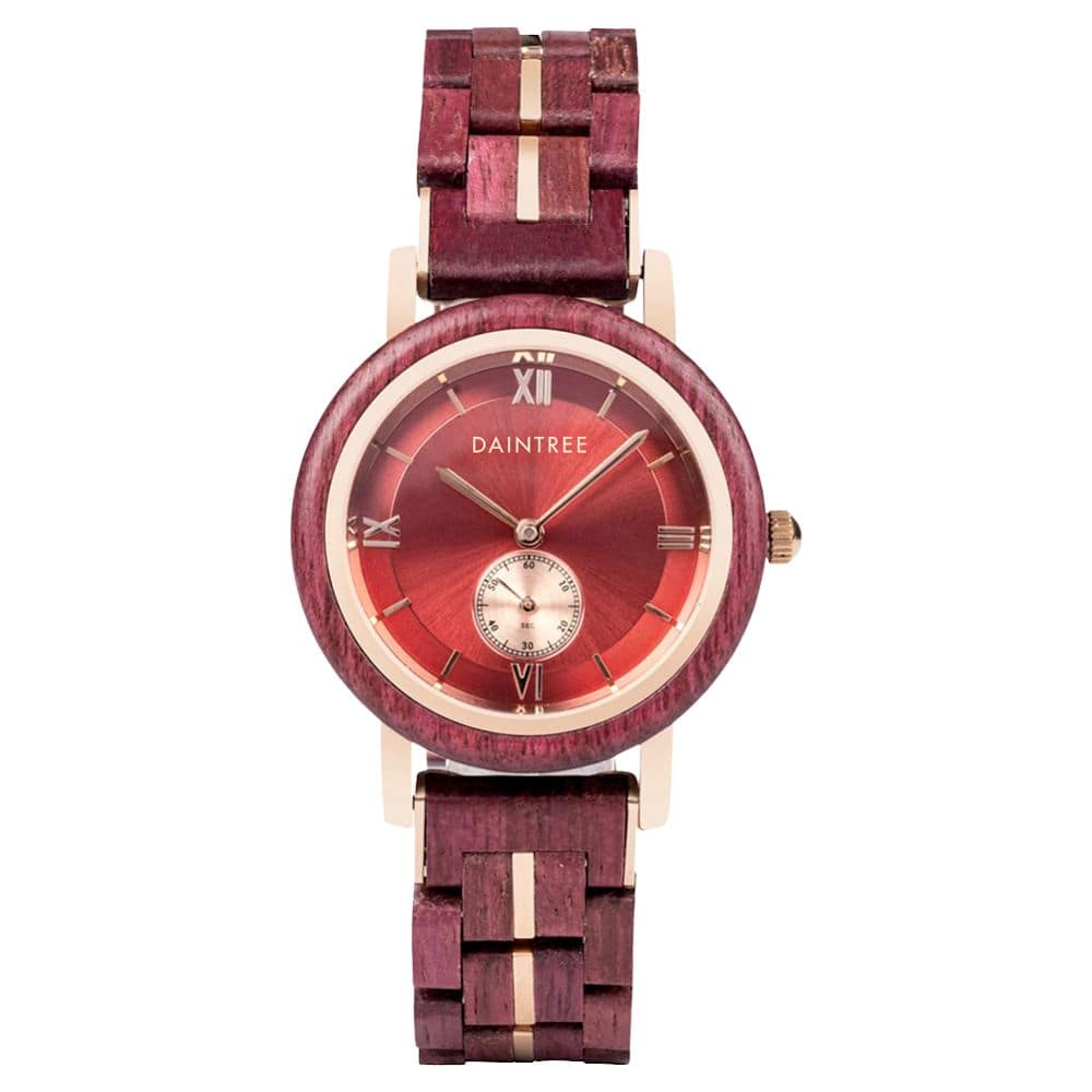 Daintree Luanda - Montre Femme bois d'amarante et bronze - Rouge