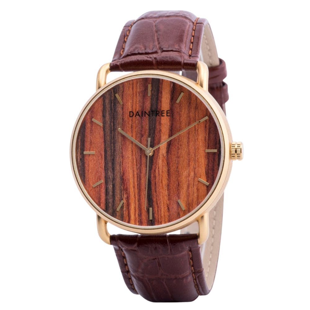 Montre pour homme en cuir véritable rouge - Daintree Merapi