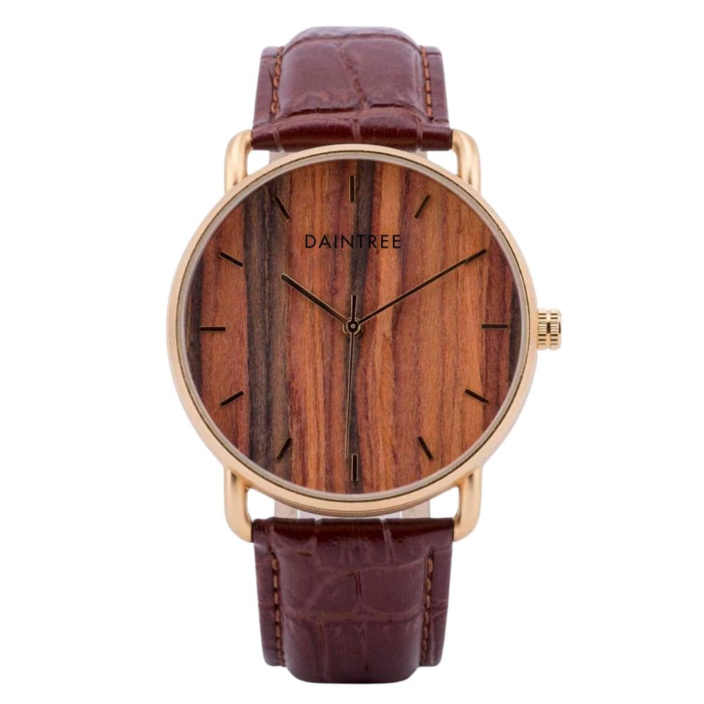 Montre pour homme haut de gamme en bois et cuir - Daintree Merapi