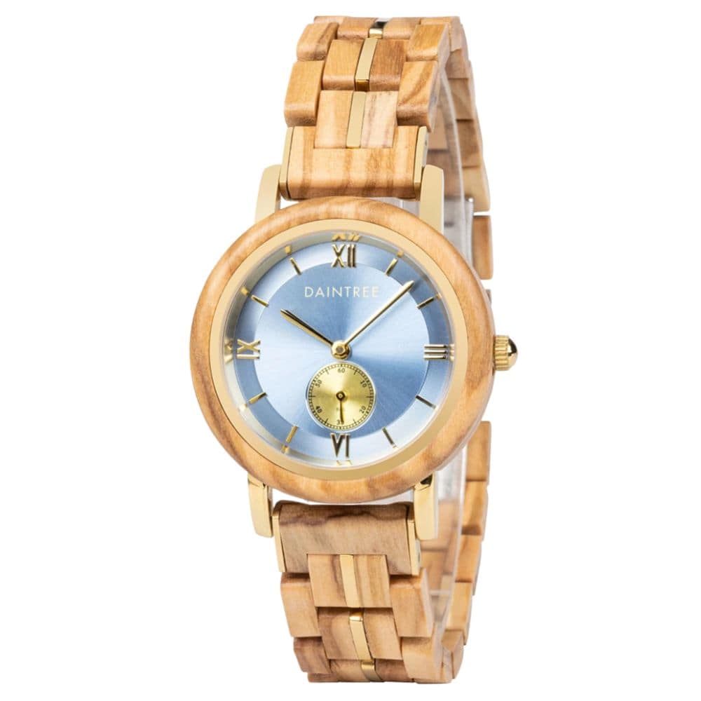 Daintree Napa - Montre Femme en bois d'olivier et bronze - Bleu