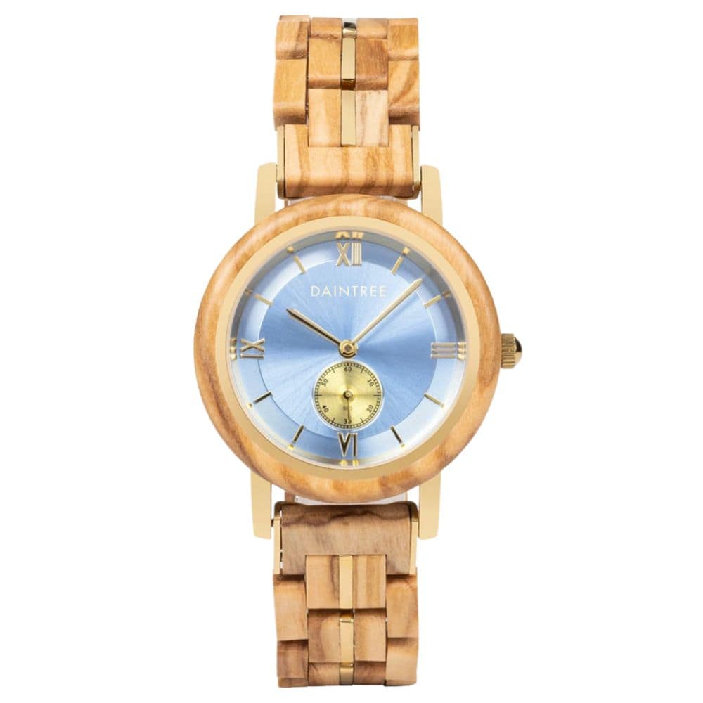 Daintree Napa - Montre Femme en bois d'olivier et bronze - Bleu