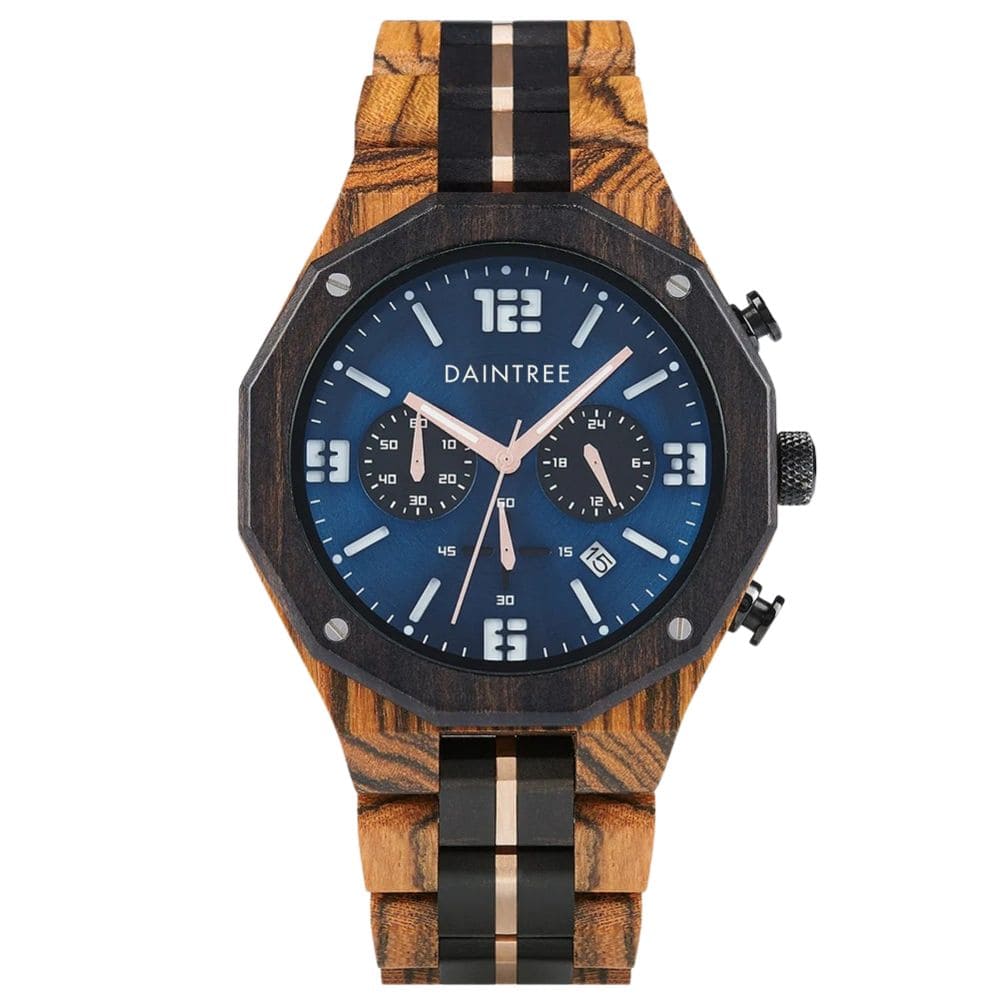 Montre pour homme en bois de serpent et d'ébène avec chronographe - Daintree Napali