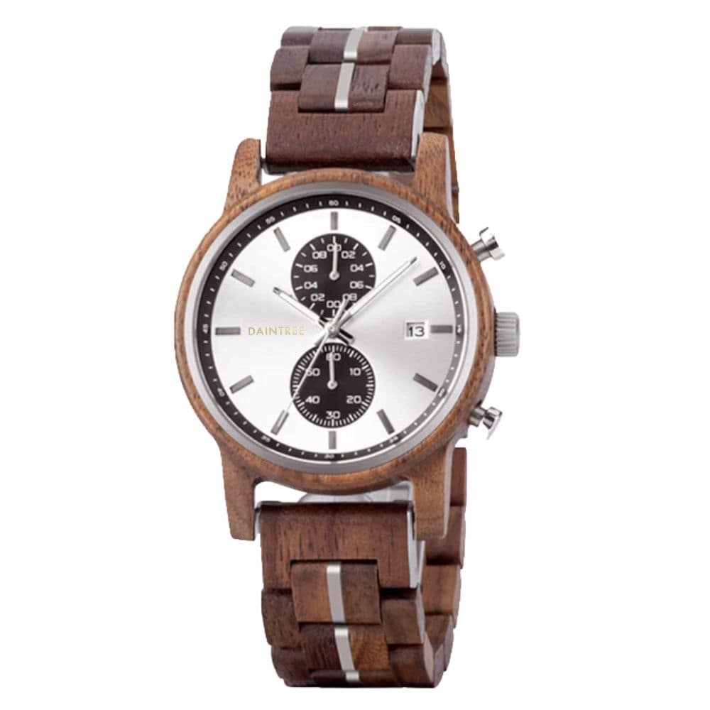 Daintree Osorno - Montre Homme bois de Noyer Mouvement à Quartz Blanc