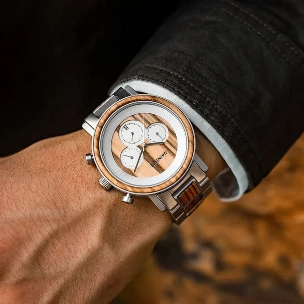 Daintree Puna - Montre Homme en bois d'Olivier / bois de Koa et Acier