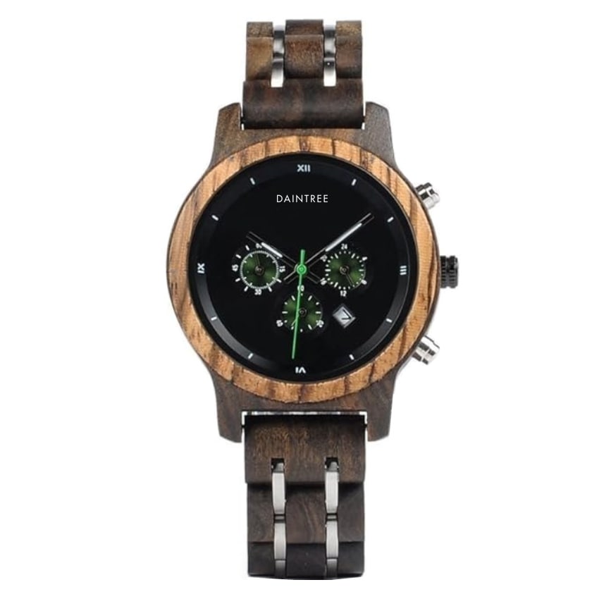 Daintree Tanna - Montre Femme en bois zébré - Chronographe - Noir