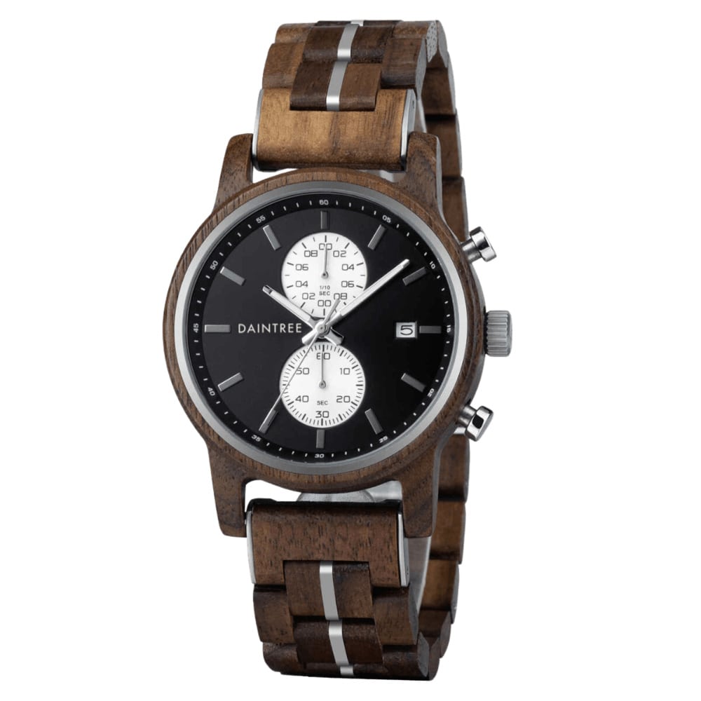 Daintree Yasur - Montre Homme en bois de Noyer Mouvement à Quartz Noir