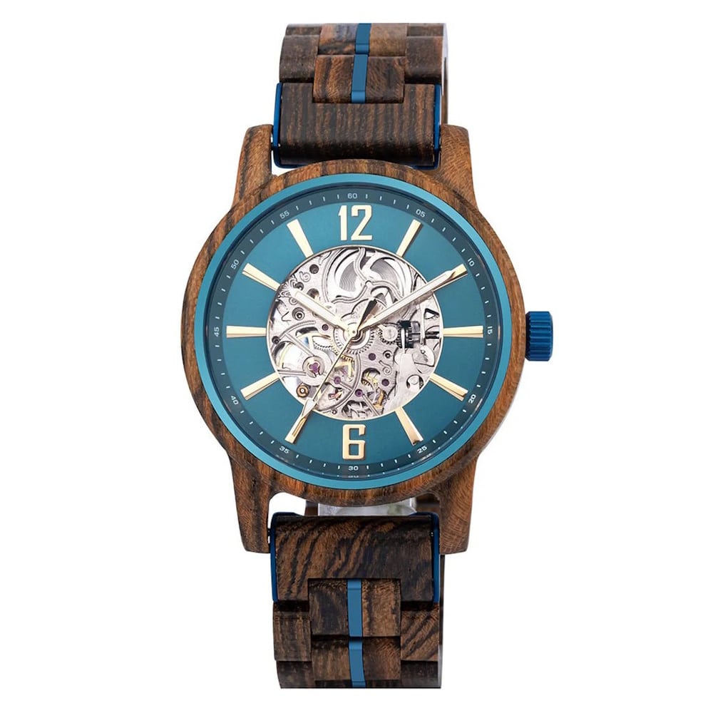 Daintree Mainland - Montre Homme automatique en bois de Serpent - Bleu